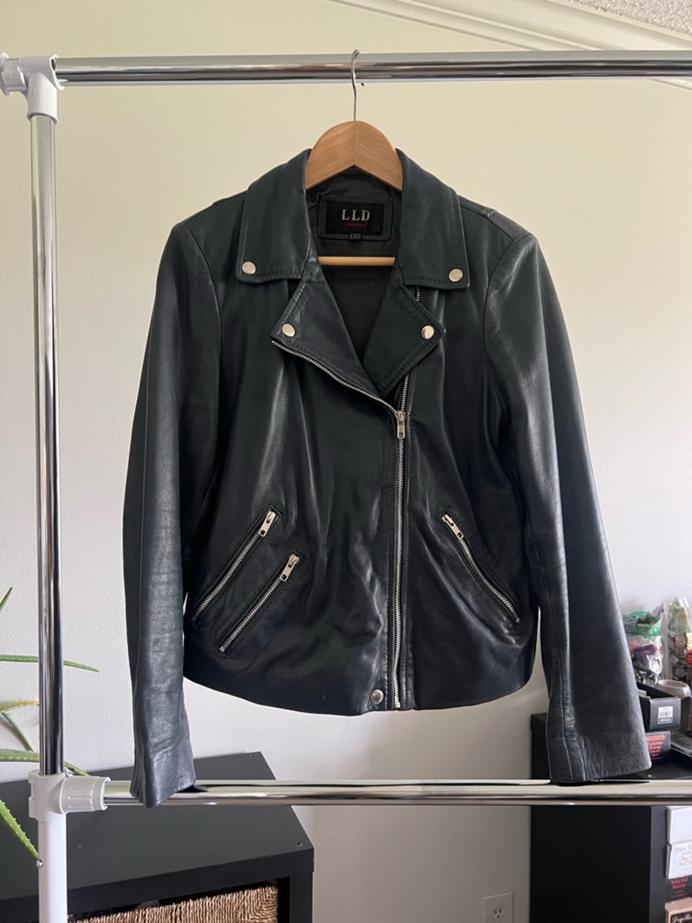 Women's Blue Leather Moto Jacket, bought in London